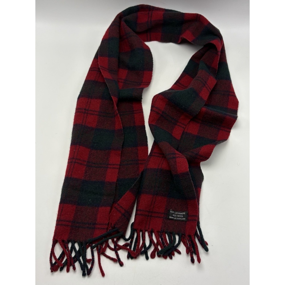 Cashmere Wool Scarf Plaid Scotland Tartan Blue Red Academia Preppy